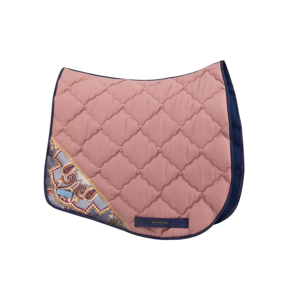 Equus Primus Selleria Antique Rose with Patch Embellished Saddle Pad - ToscanaCotton Saddle Pads